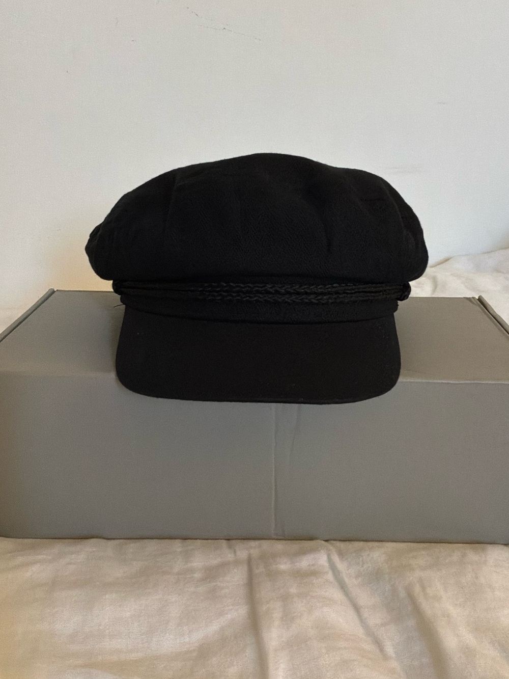 Brixton Black Fiddler Fisherman Cap with Crest Tag